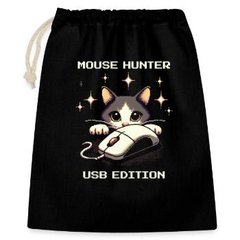 Mausjäger USB-Edition | Katzen Gaming Humor - Geschenkbeutel aus Baumwolle (40 x 50 cm) - Schwarz - Vorne
