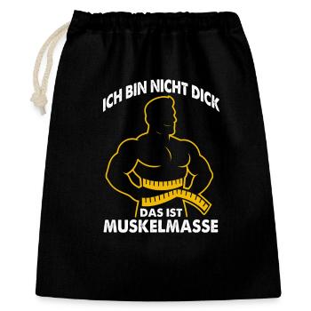 Muskeln statt Masse Spruch - Geschenkbeutel aus Baumwolle (40 x 50 cm) - Schwarz - Vorne