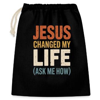 Jesus Changed My Life (Ask Me How) - Gift Bag 40 x 50 cm - black - Front