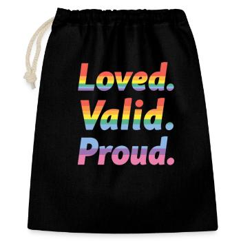 Loved Valid Proud – Pride Statement - Gift Bag 40 x 50 cm - black - Front