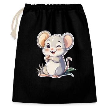 Maus - Geschenkbeutel aus Baumwolle (40 x 50 cm) - Schwarz - Vorne