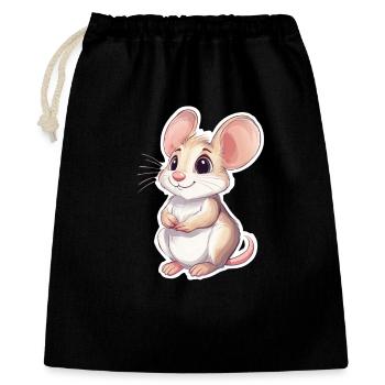 Maus - Geschenkbeutel aus Baumwolle (40 x 50 cm) - Schwarz - Vorne