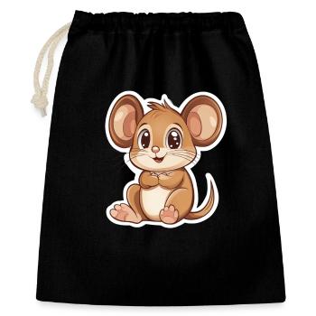 Maus - Geschenkbeutel aus Baumwolle (40 x 50 cm) - Schwarz - Vorne