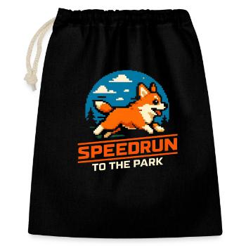 Speedrun au parc | Chien Humour Corgi - Sac cadeau 40 x 50 cm - noir - Devant