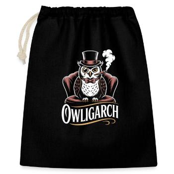 Owl with top hat and monocle - Gift Bag 40 x 50 cm - black - Front