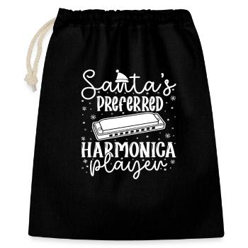 Musicien d’harmonica Harmonica préféré du Père Noël - Sac cadeau 40 x 50 cm - noir - Devant