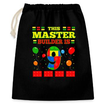 Master Builder 9 Years Old Block Building 9th BDay - Geschenkbeutel aus Baumwolle (40 x 50 cm) - Schwarz - Vorne