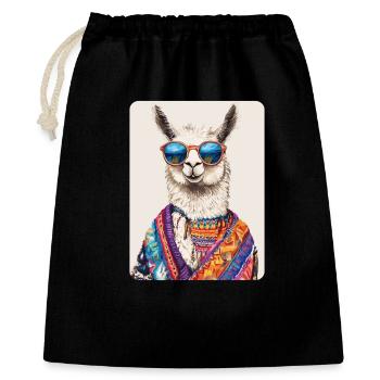 Lama - Geschenkbeutel aus Baumwolle (40 x 50 cm) - Schwarz - Vorne