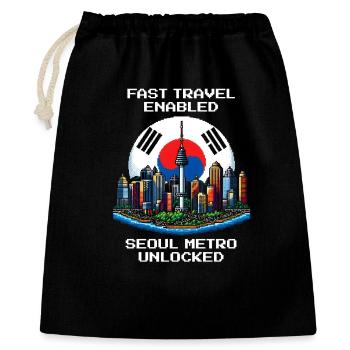 Schnellreise aktiv | Seoul Metro freigeschaltet - Geschenkbeutel aus Baumwolle (40 x 50 cm) - Schwarz - Vorne