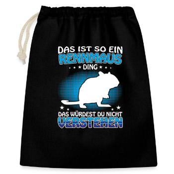 Rennmaus Ding Nagetier Gerbil - Geschenkbeutel aus Baumwolle (40 x 50 cm) - Schwarz - Vorne