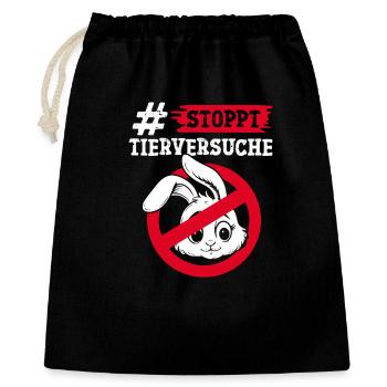 Animal protection STOP ANIMAL TESTING AGAINST TESTING - Gift Bag 40 x 50 cm - black - Front