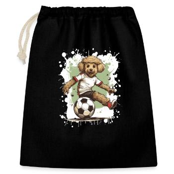 Pudel Hund Fussball Team - Geschenkbeutel aus Baumwolle (40 x 50 cm) - Schwarz - Vorne
