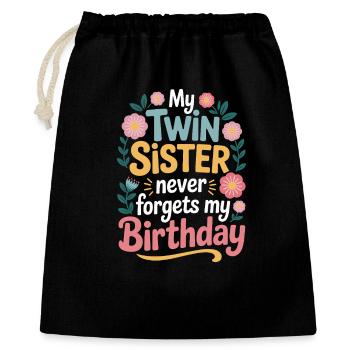 Jumeaux Jumelle Soeur Anniversaire - Sac cadeau 40 x 50 cm - noir - Devant