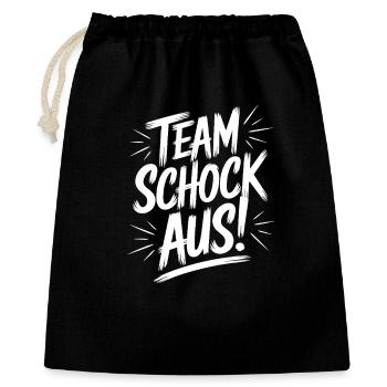 Team Schock Aus! Würfeln Knobeln Jule Schocken - Geschenkbeutel aus Baumwolle (40 x 50 cm) - Schwarz - Vorne