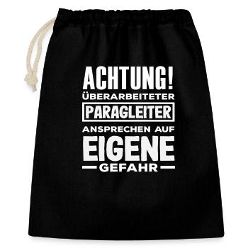 Gleitschirm Abenteuer Paragliding Paragleiter - Geschenkbeutel aus Baumwolle (40 x 50 cm) - Schwarz - Vorne