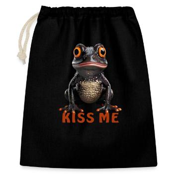 Grenouille Embrasse-moi - Sac cadeau 40 x 50 cm - noir - Devant