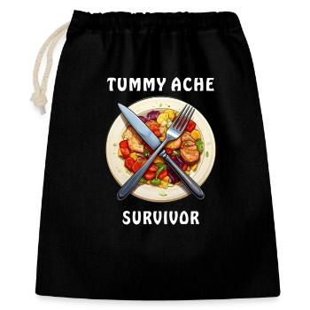 SPEISETELLER Tummy Ache Survivor - Geschenkbeutel aus Baumwolle (40 x 50 cm) - Schwarz - Vorne