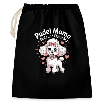 Pudel Mama Stolz Und Flauschig Niedlicher Hund - Geschenkbeutel aus Baumwolle (40 x 50 cm) - Schwarz - Vorne