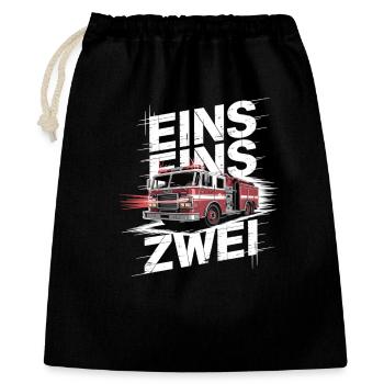 Feuerwehr Spruch – 112 Notruf Held in Aktion - Geschenkbeutel aus Baumwolle (40 x 50 cm) - Schwarz - Vorne