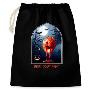 Erdbeer Halloween - Berry Scary Night - Geschenkbeutel aus Baumwolle (40 x 50 cm) - Schwarz - Vorne