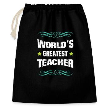 Weltbester Lehrer - Geschenkbeutel aus Baumwolle (40 x 50 cm) - Schwarz - Vorne