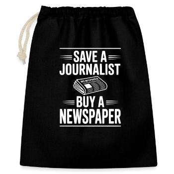 Retten Sie einen Journalisten, kaufen Sie eine Zeitung - Geschenkbeutel aus Baumwolle (40 x 50 cm) - Schwarz - Vorne