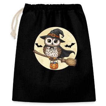 Süße Eule Hexe Halloween - Geschenkbeutel aus Baumwolle (40 x 50 cm) - Schwarz - Vorne
