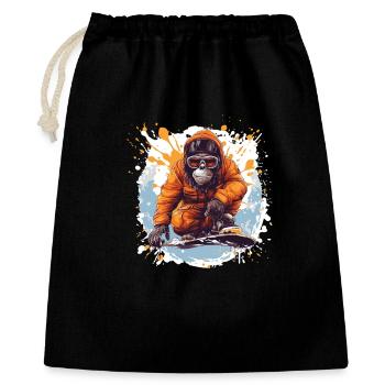 Singe Snowboard - Sac cadeau 40 x 50 cm - noir - Devant