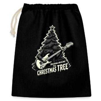 Schaukeln um den Weihnachtsbaum - Geschenkbeutel aus Baumwolle (40 x 50 cm) - Schwarz - Vorne