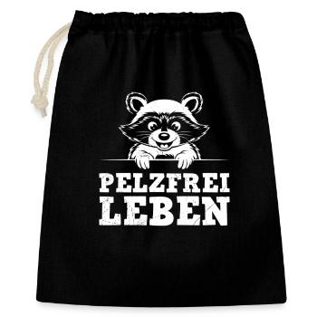 Tierschutz PELZFREIES LEBEN Lustiges - Geschenkbeutel aus Baumwolle (40 x 50 cm) - Schwarz - Vorne