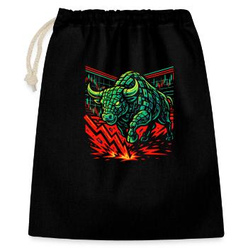 Neon-Bullenladung im Marktkreislauf, Investieren - Geschenkbeutel aus Baumwolle (40 x 50 cm) - Schwarz - Vorne