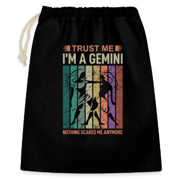 Signe du zodiaque Gémeaux - Sac cadeau 40 x 50 cm - noir - Devant