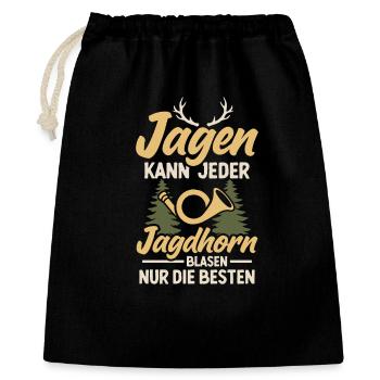 Jagdhorn Jäger Jagdhornbläser Jagd Jagen - Geschenkbeutel aus Baumwolle (40 x 50 cm) - Schwarz - Vorne