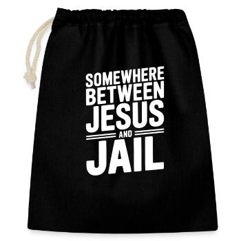 Somewhere Between Jesus and Jail - Gift Bag 40 x 50 cm - black - Front