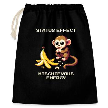 Status-Effekt: Schelmische Energie | Affenwitz - Geschenkbeutel aus Baumwolle (40 x 50 cm) - Schwarz - Vorne