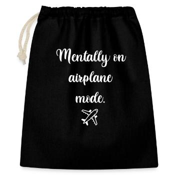 Mentally on Airplane Mode – Travel Vibes - Geschenkbeutel aus Baumwolle (40 x 50 cm) - Schwarz - Vorne