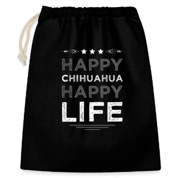 Glücklicher Chihuahua Lebensstil - Geschenkbeutel aus Baumwolle (40 x 50 cm) - Schwarz - Vorne