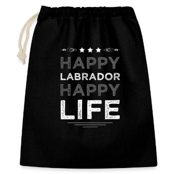 Labrador Glücksleben Print - Geschenkbeutel aus Baumwolle (40 x 50 cm) - Schwarz - Vorne