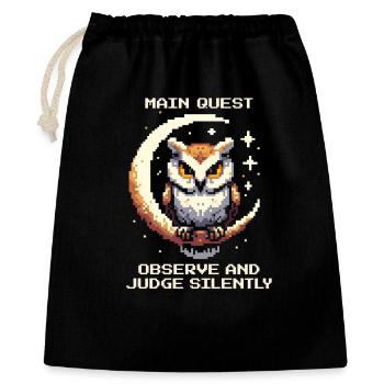 Quête principale : Observer et juger en silence | Hibou - Sac cadeau 40 x 50 cm - noir - Devant