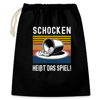 Schocken Heißt Das Spiel! Würfeln Knobeln Jule - Geschenkbeutel aus Baumwolle (40 x 50 cm) - Schwarz - Vorne