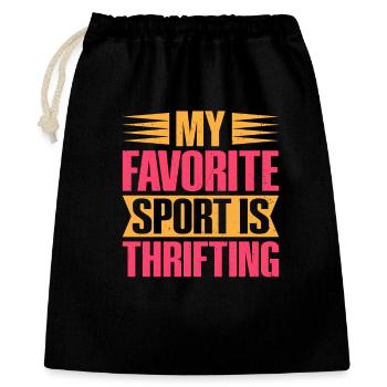 Thrift Shopper My Favorite Sport Thrift Store - Geschenkbeutel aus Baumwolle (40 x 50 cm) - Schwarz - Vorne