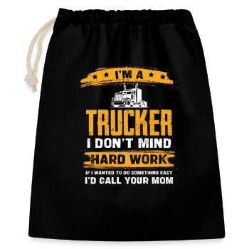 Camionneur Humour Travail acharné - Sac cadeau 40 x 50 cm - noir - Devant