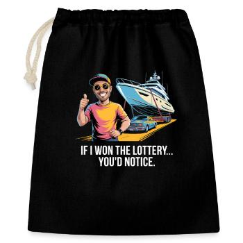 C’est drôle si je gagnais à la loterie, vous remarqueriez un yacht - Sac cadeau 40 x 50 cm - noir - Devant