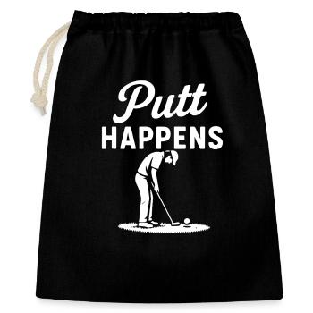Putt Happens Lustiger Golfspieler Humor - Geschenkbeutel aus Baumwolle (40 x 50 cm) - Schwarz - Vorne