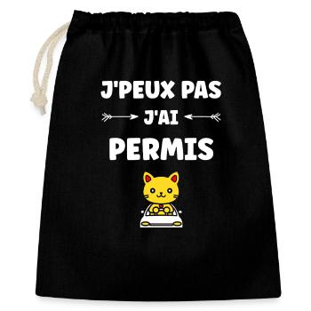 jeune permis, jeune conducteur, permis de conduire - Sac cadeau 40 x 50 cm - noir - Devant