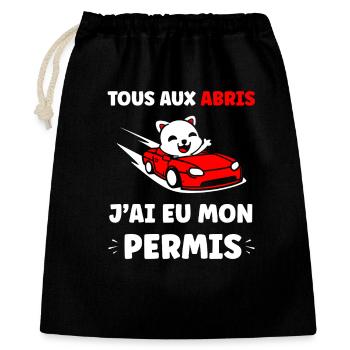 Panda en Cabrio Rouge Permis - Sac cadeau 40 x 50 cm - noir - Devant