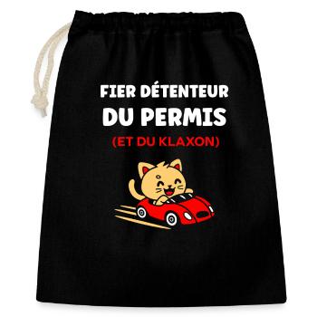 Führerschein-Humor - Geschenkbeutel aus Baumwolle (40 x 50 cm) - Schwarz - Vorne