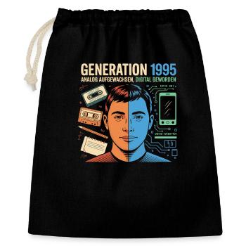 Generation 1995 Retro Tech Doppelporträt - Geschenkbeutel aus Baumwolle (40 x 50 cm) - Schwarz - Vorne