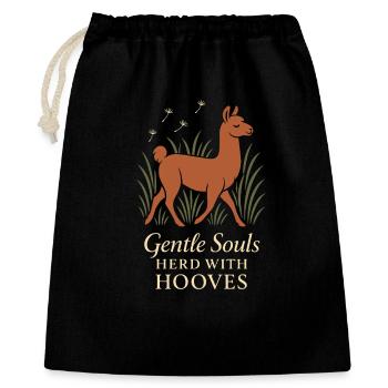 Cottagecore Lama Ästhetisches Süßes Nutztier - Geschenkbeutel aus Baumwolle (40 x 50 cm) - Schwarz - Vorne