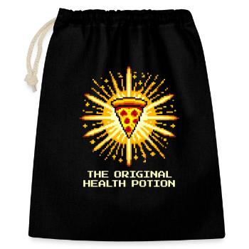Original Healing Potion: Pizza | Gaming Food Humor - Gift Bag 40 x 50 cm - black - Front